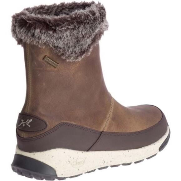 Chaco ‘Borealis’ Mink & Leather Mid Waterproof Boot in Brown & Cream Size 6 - Picture 13 of 15